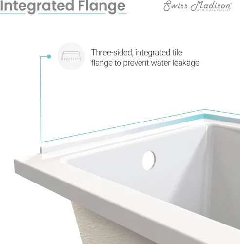 Miniatura 9 de Swiss Madison Voltaire 66" x 32" Bañera de Alcoba con Drenaje de Mano Derecha BLANCO BRILLO