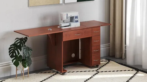 Miniatura 9 de Arrow - Muebles de costura clásicos Alice - Armario de costura compacto de tamaño mediano con elevador hidráulico de máquina, cajones, hojas