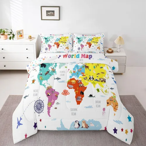 Miniatura 10 de jejeloiu Juego de ropa de cama Queen y King, juego de edredón de panal para niños, niñas, adolescentes, decoración de habitación, edredón Multi 07