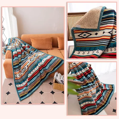 Miniatura 3 de COTTEBED Manta de franela Sherpa estilo bohemio, para todas las estaciones, ligeras, súper suaves, acogedoras, cómodas, esponjosas, mullidas