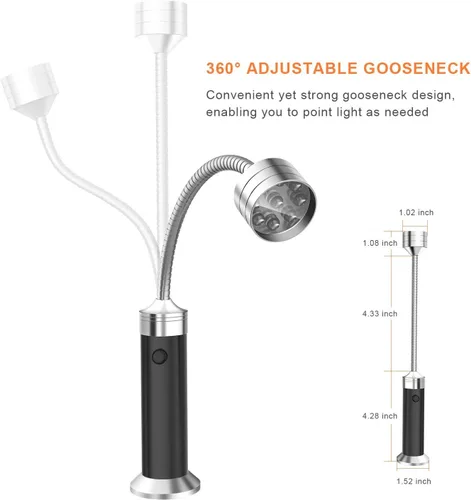 Miniatura 3 de FIREOR - Accesorios de iluminación para parrilla de barbacoa para exterior, luces LED magnéticas para BBQ con cuello de ganso flexible resistente a
