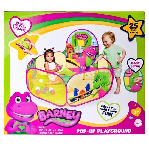 Miniatura 7 de Barney Zona de juegos desplegable, pozo de pelotas con 25 pelotas de juego y aro de baloncesto, niños mayores de 2 años