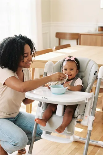 Miniatura 6 de INFANS Silla alta para bebés y niños pequeños, silla alta plegable con 7 alturas diferentes, 4 respaldos reclinables, 3 ajustes, bandeja extraíble