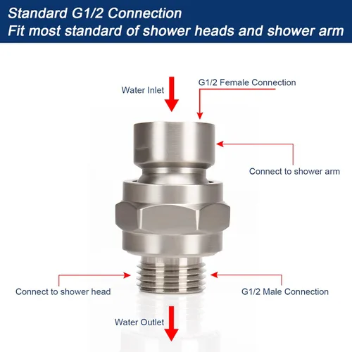Miniatura 6 de NearMoon Adaptador de bola giratoria para cabezal de ducha, conector de ducha de latón macizo, junta esférica, componente de extensión universal