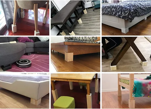 Miniatura 6 de Muebles modernos de mediados de siglo con patas elevadas, patas de cama ranuradas en bloque de madera maciza, patas de mesa, patas de gabinete