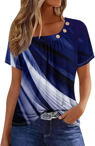 Camisetas de manga corta con cuello cuadrado para mujer, blusas de trabajo informales de verano, tallas S-3XL