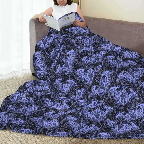 Miniatura 7 de Manta de microforro polar ultra suave con patrón de murciélago para cama, sofá y sofá, gruesa 50 x 40 pulgadas