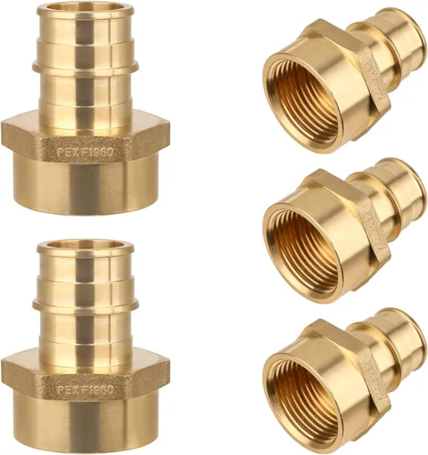 Miniatura 13 de Paquete de 5 YVSKM) 1/2" PEX-A Expansión × 1/2" Hembra NPT codo NPT, conexión roscada de flujo completo de latón sin plomo, certificado ASTM F1960
