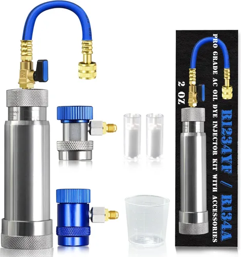 Miniatura 8 de Kit de inyector de tinte de aceite de CA R134A y R1234YF y R410A con acoplador rápido R134A R1234YF Acoplador rápido Adaptador R410A 2 comprobadores