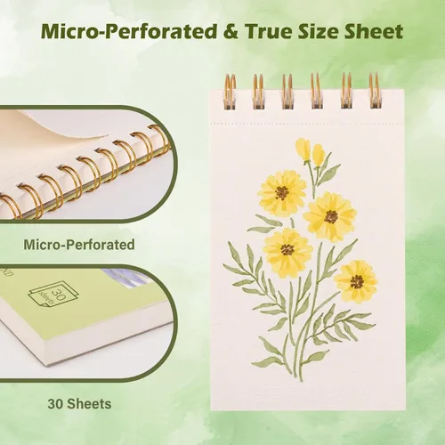 Miniatura 3 de Bloc de papel de acuarela de 3.5 x 5.5 pulgadas 30 hojas de 140lb/300g, encuadernado en espiral, resistente al desgarro y sin sangrado Grado