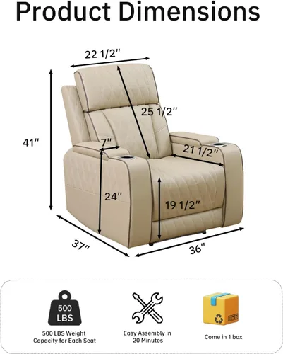 Miniatura 2 de Juegos de muebles de sala de estar, sofá modular reclinable eléctrico con luces LED, juego de sofá de cuero, sofá reclinable para sala de estar