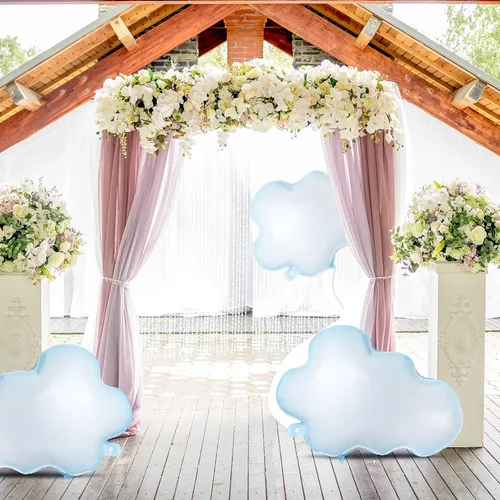 Miniatura 5 de Sumind 6 globos de papel de aluminio de nube blanca de 28 pulgadas, globos con forma de cielo azul, suministros de fiesta inflables reutilizables