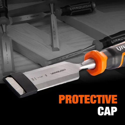 Miniatura 5 de VANQUISH Cuchillas biseladas Cincel de madera con tapa de acero llamativo para tallado de carpintería - 1 pulgada (4626)
