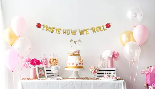 Miniatura 2 de Cartel con purpurina con temática de casino con texto en inglés «This Is How We Roll», decoraciones de despedida de soltera para ella, suministros