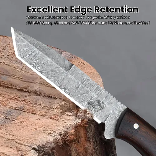 Miniatura 3 de Knives Ranch Cuchillo EDC Tanto hecho a mano de 7 pulgadas, hoja de acero de Damasco de espiga completa, cuchillo compacto para uso diario ranch