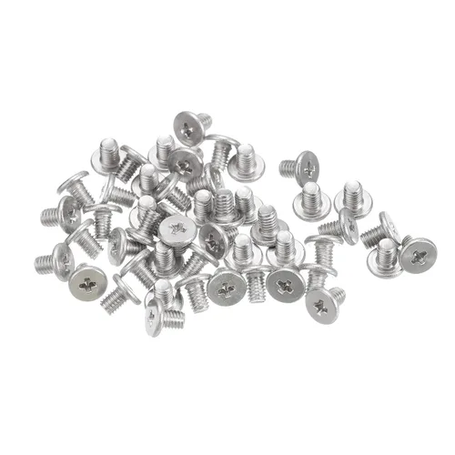 Miniatura 21 de Uxcell M1-0.25 x 2 mm 50 piezas Tornillos de cabeza plana redonda 304 de acero inoxidable Phillips Drive tornillos de máquina para fijación