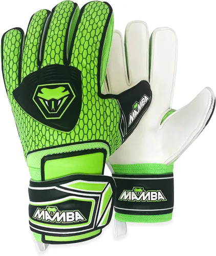 MAMBA Guantes de portero, palma de látex de alta calidad y mano trasera; protección para los dedos y pulsera de doble capa. Guantes de portero para