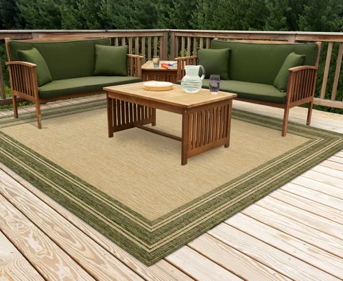 Miniatura 11 de Liora Manne Carmel - Alfombra tejida de perfil bajo de fácil cuidado para interiores y exteriores, color aguamarina, 6 pies 6 pulgadas x 9 pies 4