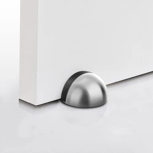 Miniatura 3 de Paquete de 6 topes de puerta, topes adhesivos para puerta montados en el suelo, sin taladro, con protector de pared de parachoques de goma, acero