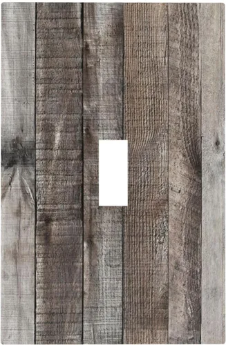 Miniatura 72 de Placa de pared dúplex de receptáculo de dispositivo de 1 gang de madera envejecida blanca gris con veta de tablón, cubierta de enchufe eléctrico