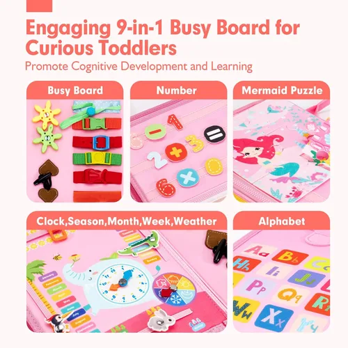 Miniatura 2 de hahaland Tabla de Actividades para Niños Pequeños y Niñas, Juguetes Montessori para Mayores de 3 Años, Actividades Educativas de Aprendizaje