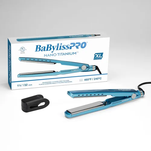 Miniatura 7 de BaBylissPRO Plancha de pelo iónica de titanio nano, plancha plana con diseño de placas flotantes de bloqueo opcional para controlar la tensión