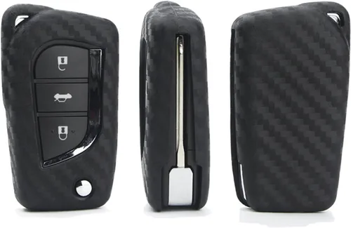 Miniatura 3 de Funda de Silicona Suave de Goma con Textura de Fibra de Carbono Cubierta de Llave Fob Para Toyota 4Runner Avalon C-HR Camry Corolla Fortuner