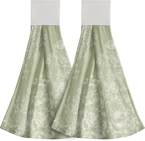 Miniatura 24 de Poppy Flower Hanging Hand Towels Set of 2,17x12 Inch Watercolor Chinoiserie Yellow Black Floral Soft Absorbent Dish Cloth Tie Towel for Kitchen