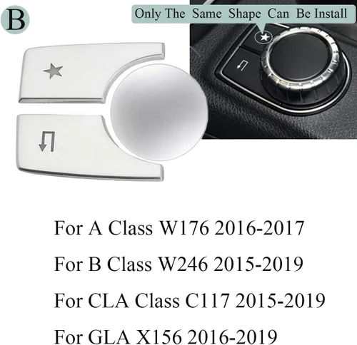 Miniatura 4 de Cubierta de botón multimedia para consola de coche para Mercedes Benz A Clase B CLA GLA W176 W246 C117 W117 X156 (estilo 5)
