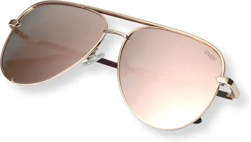 Miniatura 3 de EVEE Gafas de sol de aviador de metal a la moda con lentes de espejo reflectantes planos de gran tamaño (GEMINI)