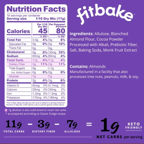 Miniatura 2 de FitBake Keto - Mezcla para hornear de brownie de dulce de azúcar baja en carbohidratos 0.04 oz de carbohidratos netos por porción Sin azúcar
