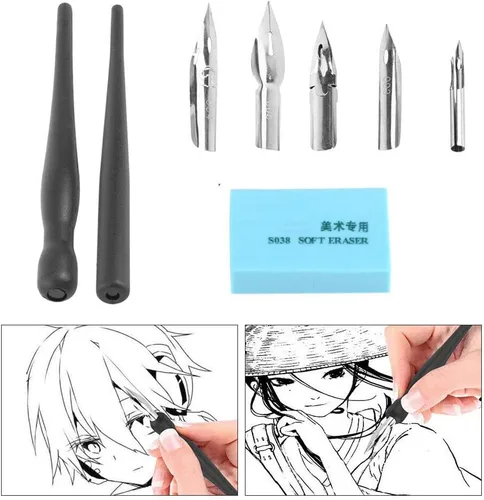 Miniatura 2 de Estink Manga Cartoon Comic - Juego de bolígrafos de caligrafía con 2 soportes para bolígrafos y 5 puntas de repuesto para dibujar y pintar