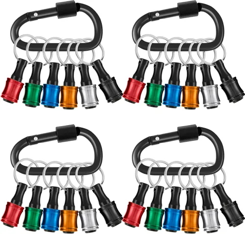 HOTBEST 24 piezas de 1/4 de pulgada con vástago hexagonal de aleación de aluminio para destornillador, llavero de soporte de puntas para