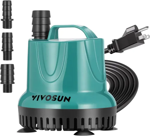 VIVOSUN Bomba de agua sumergible de 260 GPH y 20 W para pecera, estanque, acuario, sistemas hidropónicos con cable de alimentación de 6 pies y 3