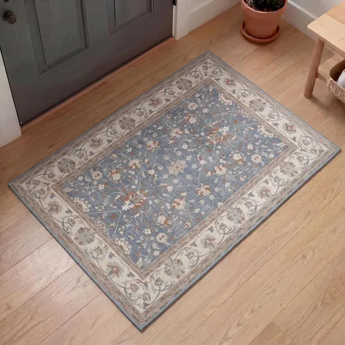 Miniatura 13 de Kuden Alfombra pequeña de 2 x 3, lavable a máquina, parte trasera antideslizante, estilo vintage, suave, pelo bajo, alfombras de área para entrada