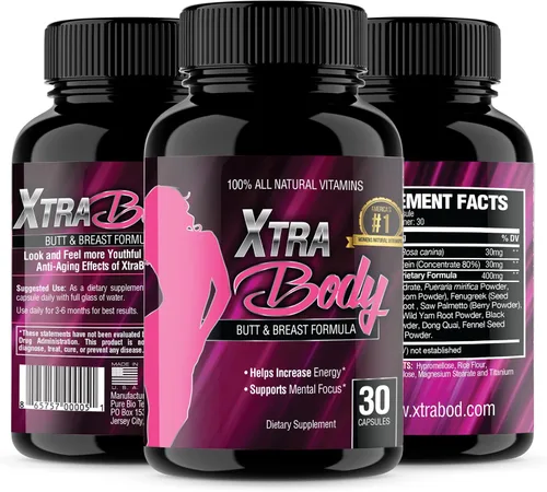 XtraBody - Suplemento para mejorar los glúteos y agrandar los senos - Potenciador de estrógeno - Aumenta las curvas naturales, reduce los síntomas