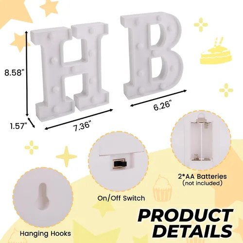Miniatura 3 de Letras iluminadas para decoración de feliz cumpleaños, números LED alimentados por batería, letrero de número de marquesina para fiesta