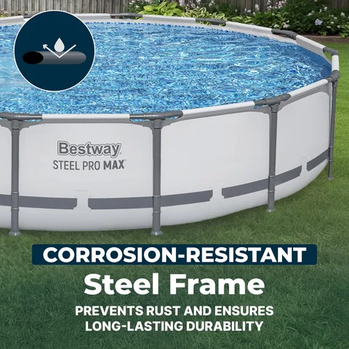 Miniatura 5 de Bestway Steel Pro MAX - Piscina elevada de natación (12 pies x 30 pulgadas) Piscina familiar redonda para patio trasero al aire libre Incluye