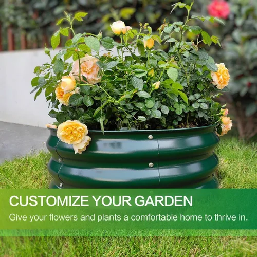 Miniatura 3 de GARDMAX 2x2x1FT Galvanized Round Raised Garden Bed Kit, Metal Planter Boxes Outdoor with Easy Assembly, Large Garden Bed for Vegetables, Fruits