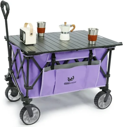 Miniatura 5 de Whitsunday Carro Utilitario Plegable y Colapsable, 400 Libras de Servicio Pesado para Exteriores Parque Playa con Mesa y Bolsillo Lateral para Verde