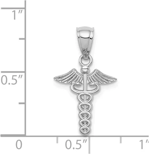 Miniatura 4 de Colgante de alerta de emergencia con símbolo médico de oro blanco macizo de 14 quilates, Metal