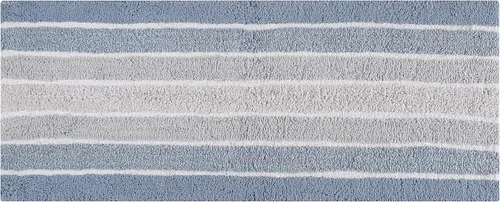 Alfombra de baño de algodón con rayas alpinas de 24 x 60 pulgadas, color azul, antideslizante, de lujo, de secado rápido, estilo spa, ideal para
