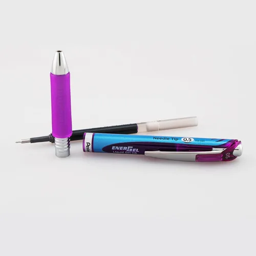 Miniatura 5 de Pentel EnerGel RTX - Bolígrafo retráctil de gel líquido, 0.5 mm, línea fina, punta de aguja, tinta violeta, paquete de 3 (BLN75BP3V)