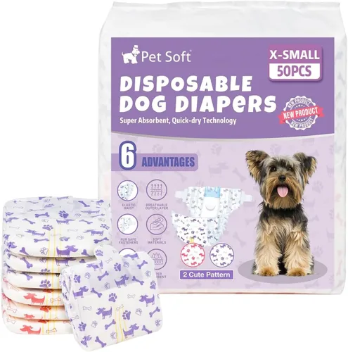Miniatura 13 de Pet Soft Pañales desechables para perras – Pañales desechables para perritos con indicador de humedad, pañal para cachorros y gatos súper