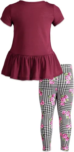 Miniatura 4 de Disney Minnie Mouse - Conjunto de camiseta y leggings florales de péplum para bebés y niños grandes (12 meses - 14-16)