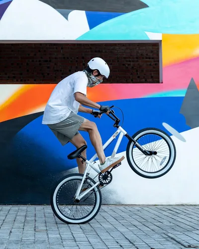 Miniatura 6 de vollsch Bicicletas BMX Freestyle de 18 y 20 pulgadas para adolescentes de 6 a 15 años de edad, niños, niñas, principiantes con palanca, varios Blanco