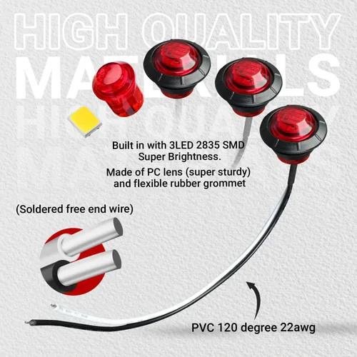 Miniatura 5 de TMH 60 piezas de 3/4 pulgadas 20 ámbar + 20 rojas + 20 blancas luz 3 LED marcadores de separación luces indicadoras de marcador lateral mini