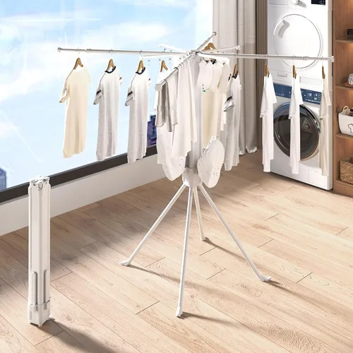 Miniatura 6 de Estante de secado de ropa resistente de 4 patas, estante de lavandería plegable y plegable de gran capacidad, estante de secado portátil