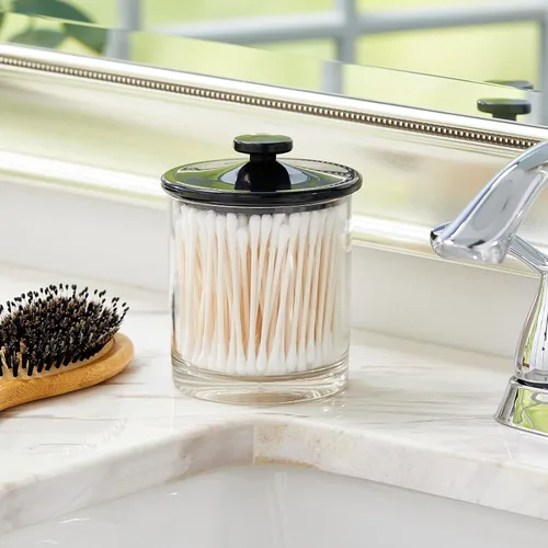 Miniatura 2 de mDesign Pequeños y modernos botes organizadores de almacenamiento de boticario, recipientes acrílicos para baño, soporte de organización