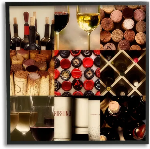 Stupell Industries Collage para amantes del vino, botellas vintage con corchos de vino tradicionales, diseñado por Gail Peck, arte de pared